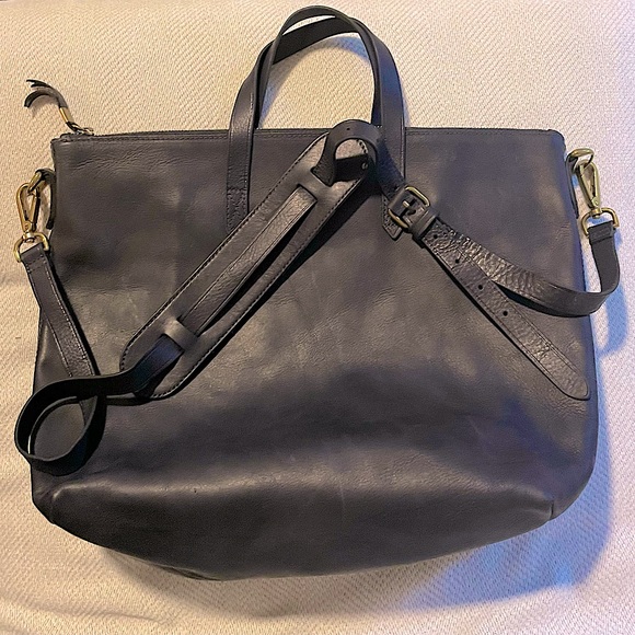 MADEWELL NEW 100% Genuine Leather ‘The Transport’ Ink Blue Zipper Close Satchel - Picture 3 of 8